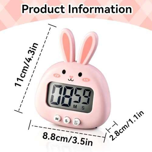 Cute Digital Desk Timer, Magnetic LCD Alarm Clock with Stand
