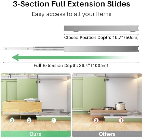 Pull Out Cabinet Organizer, Soft Close Slide Out Solid Wooden