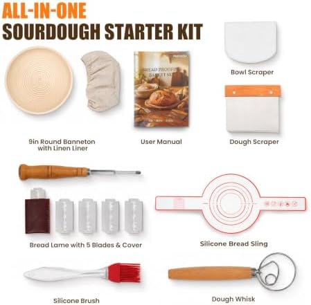 Parmedu Sourdough Starter Kit Bread Baking Supplies with Banneton