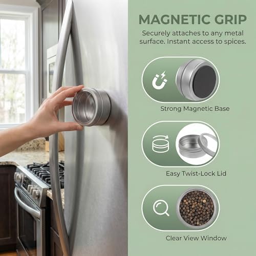 Garneck 3-Piece Magnetic Spice Tins, 3oz