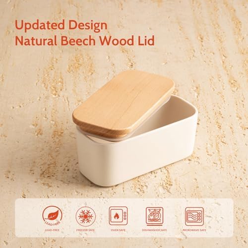 Sweese Small Butter Dish with Lid for Countertop, Airtight Butter