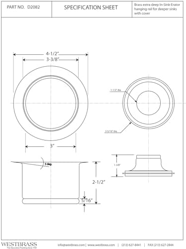 Westbrass D2082-05 3-1/2" Extra-Deep Collar Kitchen Sink Waste