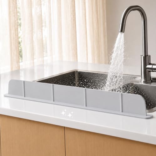 Silicone Sink Water Splash Guard 20" 28" with Strong Suction Cups