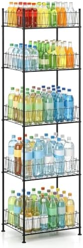 Water Bottle Storage Rack 5 Tier Drink Organizer for Pantry Metal