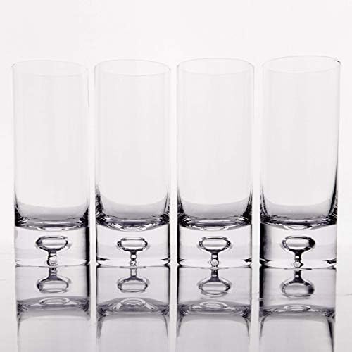 LEMONSODA Crystal Bubble Base Collins Highball Glass, Set of 4, 12oz