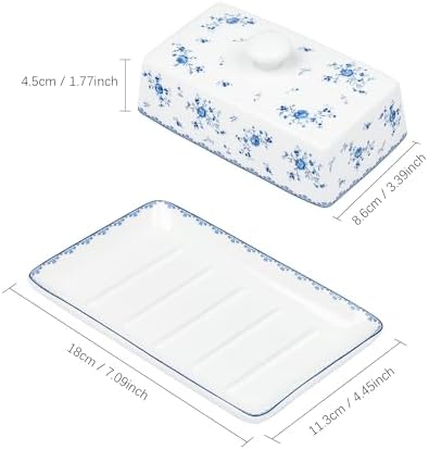 fanquare Porcelain Butter Dish with Lid, Classic Ceramic Butter Keeper