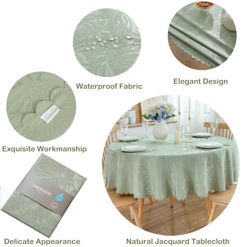 Round Tablecloth 50 Inch for 20-36 Inch Table, Jacquard Table Cloth