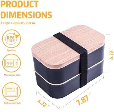 Healfyya Bento Box with Lunch Bag Microwavable All-in-One Meal Prep