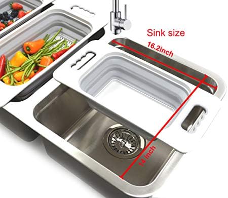 SAMMART Over The Sink Rectangular Colander (Grey)