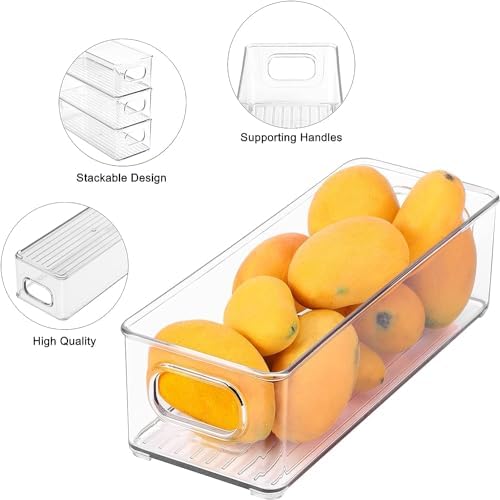 Set of 8 Refrigerator Pantry Organizer Bins - Stackable Fridge