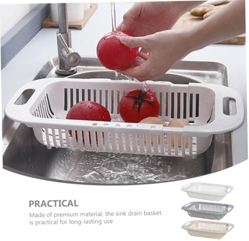 3pcs Expandable Kitchen Colander Strainer Basket, PP over Sink Drain
