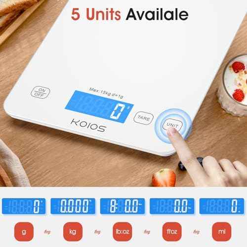 KOIOS USB Rechargeable Food Scale, 33lb/15Kg Kitchen Scale Digital
