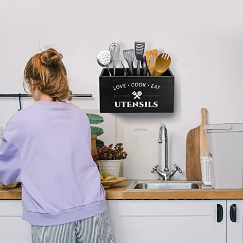 MINCORD Wooden Kitchen Utensil Holder for Countertop