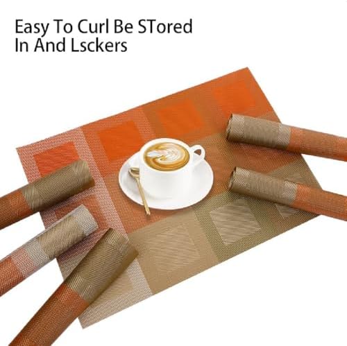 leegood Set of 6 Heat-Resistant Non-Slip Placemats for Dining Table &