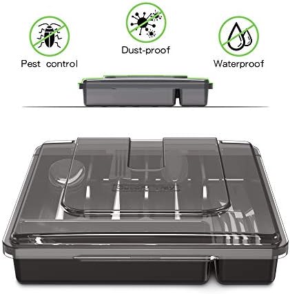 Silverware Tray with Lid, 5 Compartments, Black