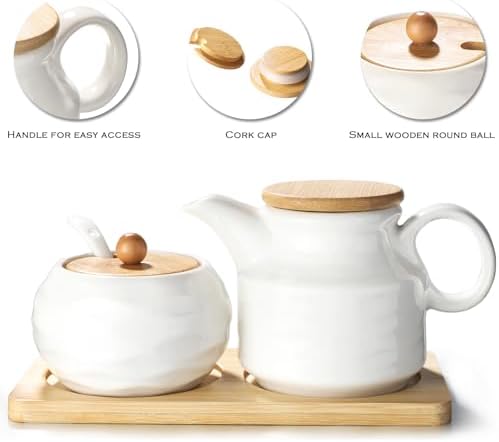 Ceramic Sugar and Creamer Set,12oz Cream Pitcher&7.5oz Sugar Bowl with