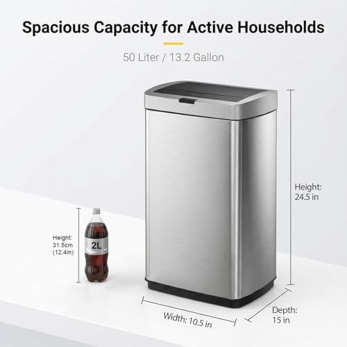 ELPHECO 50 Litre Automatic Kitchen Trash Can with Lid