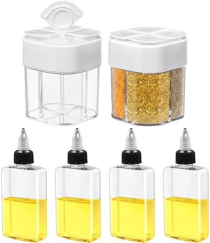 Gerrii 4 Pcs Small Oil Dispenser Bottle for Camping and 2 Pcs 4 in 1