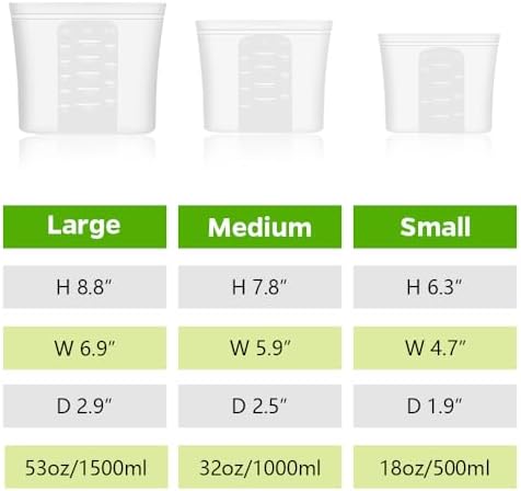 Winrock Reusable 100% Silicone Food Storage Bags, Sandwich Snack Bags