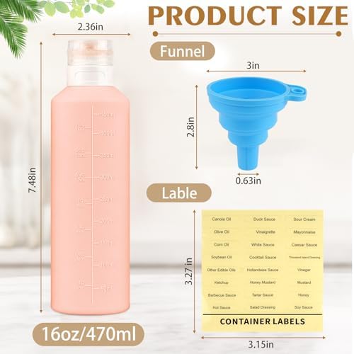 4Pcs Condiment Squeeze Bottles, 16 oz Silicone Squeeze Bottles For
