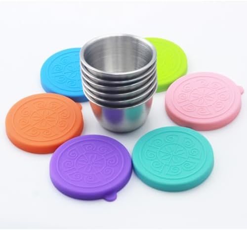 Stainless Steel Sauce Cups, 6-Pack 2.4oz Reusable Condiment Containers