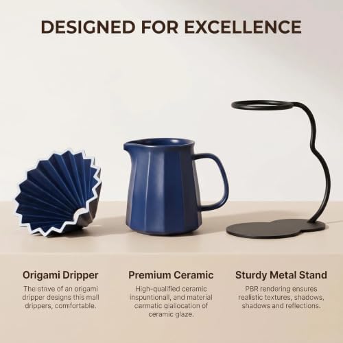 Pour Over Coffee Maker set,Ceramic Coffee Maker With V60 40 pcs Paper