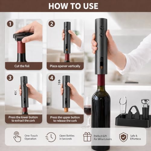 Electric Wine Opener, Rechargeable Automatic Wine Bottle Opener Set