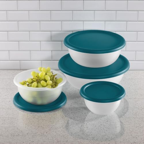 8 Piece Plastic Nesting Bowl Set with Lids, 1.5-5.5 Qt, BPA Free