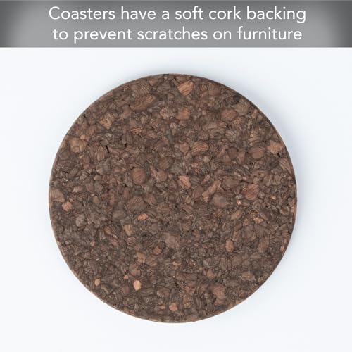 Thirstystone Set of 6 Thick Dark Cork Coasters in Black Coaster Holder