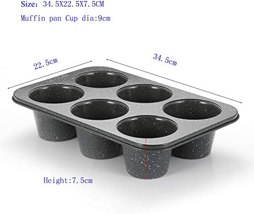 Monfish Jumbo Deep Muffin pan 6 cup large cupcake pan gray granite