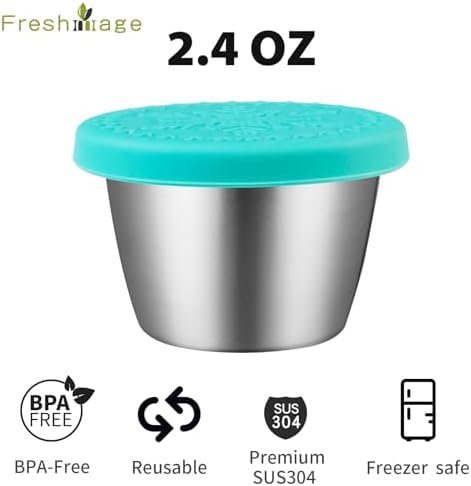 Freshmage 6-Pack 2.4oz Stainless Steel Dressing Container with