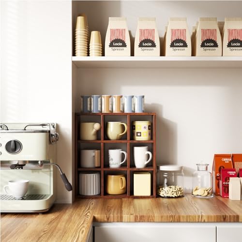 Helsin 9-Grid Mug Display Rack, 16inch, Bronze