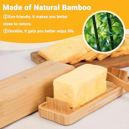 Bamboo Butter Dish with Lid for Countertop