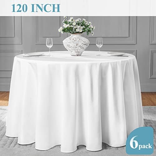VidaFete Classic Series 6 Pack 120inch Round Polyester Table Cloth