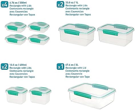 Sistema 18-Piece Food Storage Containers, Clear/Blue
