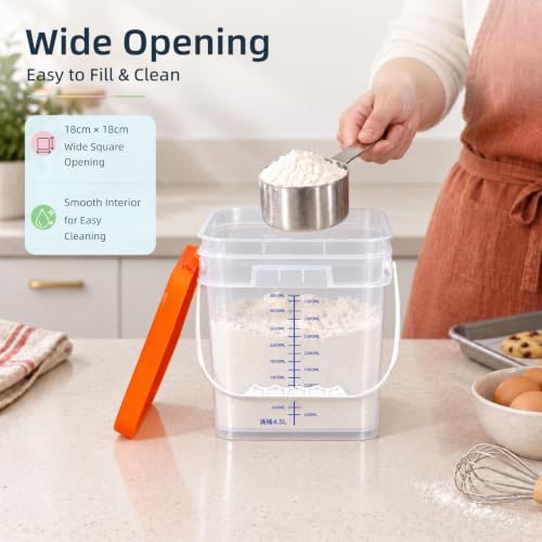 3 Pack 1 Gallon Clear Food Grade Plastic Buckets with Lids, Square