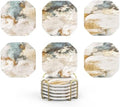 UMIRRO Absorbent Ceramic Stone Coasters Set of 6 with Holder, Teal
