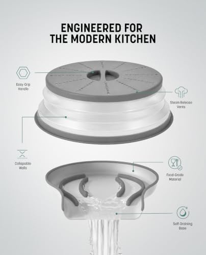 Gevoli Collapsible Microwave Splatter Cover with Strainer Draining