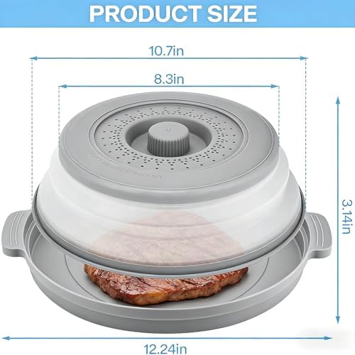 2 Pack Microwave Cover for Food with Anti-scald Base Plate,Large