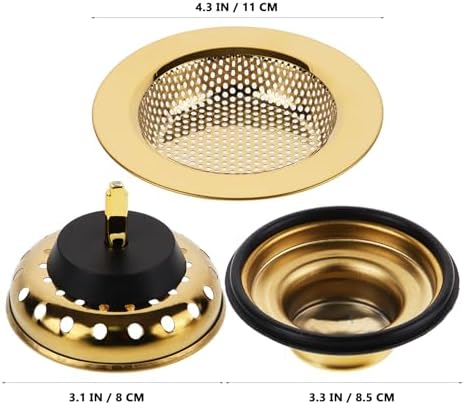 Kitchen Sink Strainer and Stopper Set Metal Drain Filter Basket with