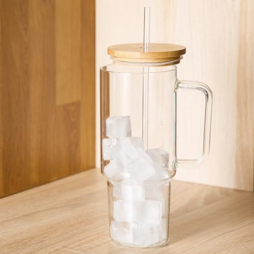 Mr. Coffee Crafted Calm 34 oz Borosilicate Glass Tumbler with Handle