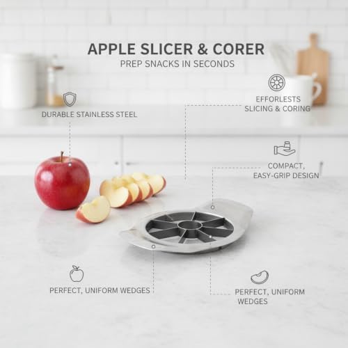 Kitchen Counter Fruit Prep Tool, Stainless Steel Apple Slicer and