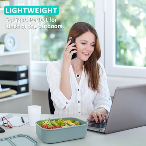100% Silicone Bento Box Adult with 2 Compartments, 32oz, Reusable