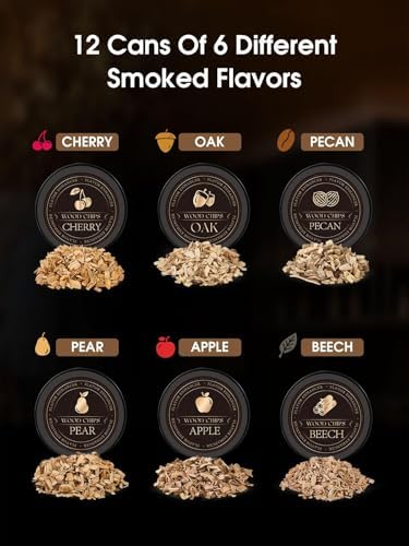 23Pcs Whiskey Cocktail Smoker Kit with Torch, 6 Flavors 12 Packs Wood