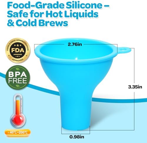 6-Piece Colorful Silicone Funnel Set for Kitchen & Cooking - Flexible
