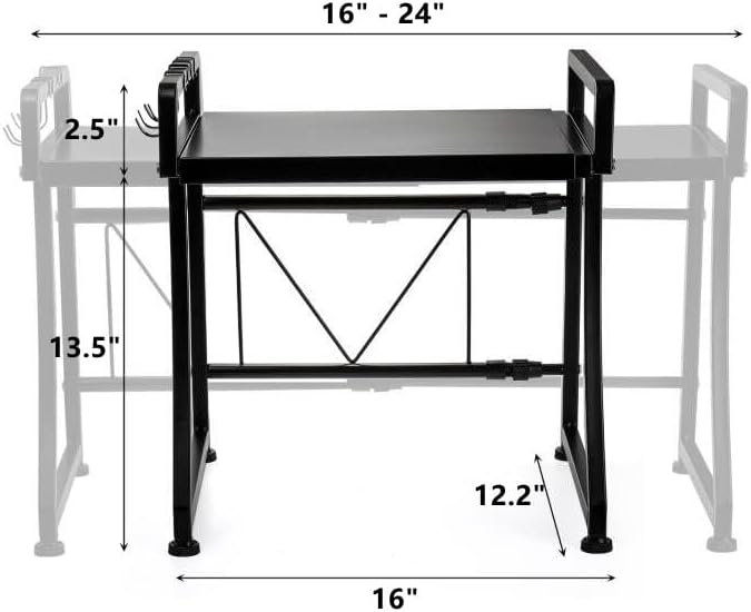 DEAYOU 2-Tier Extendable Microwave Oven Rack with 8 Hooks
