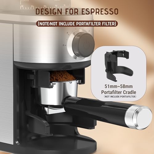 Ollygrin Burr Coffee Grinder, 30 Settings, Sliver & Black