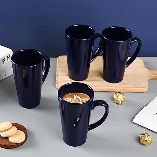 BYCNZB 16oz Funnel Ceramic Tall Coffee Mugs for Coffee, Tea, Cocoa
