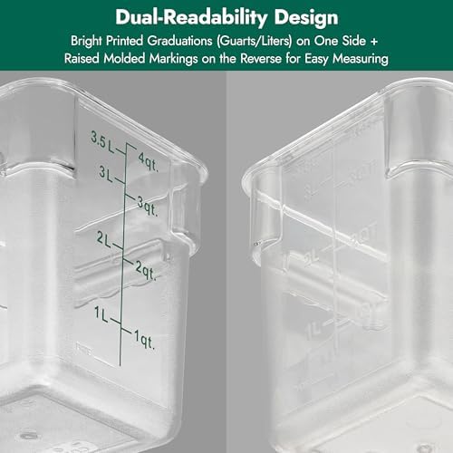 CURTA 4 Pack Food Storage Container with Green Lid - NSF Commercial