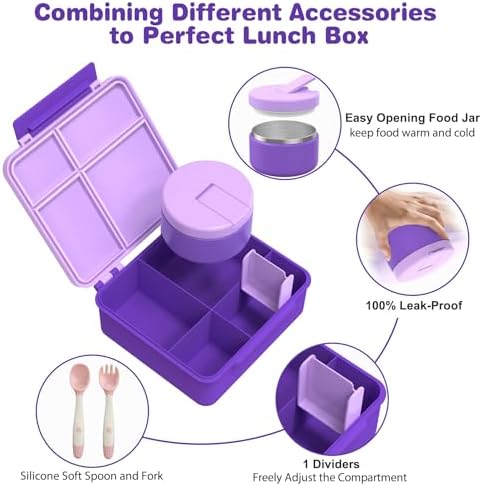 Kids Bento Lunch Box with 8oz Soup Thermo (Purple)